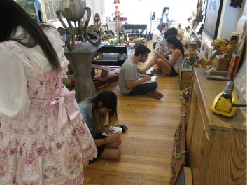 Students working in the collection.