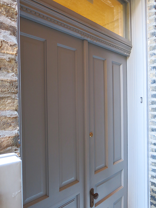 Detail, exterior doors fully restored by Restoric, LLC