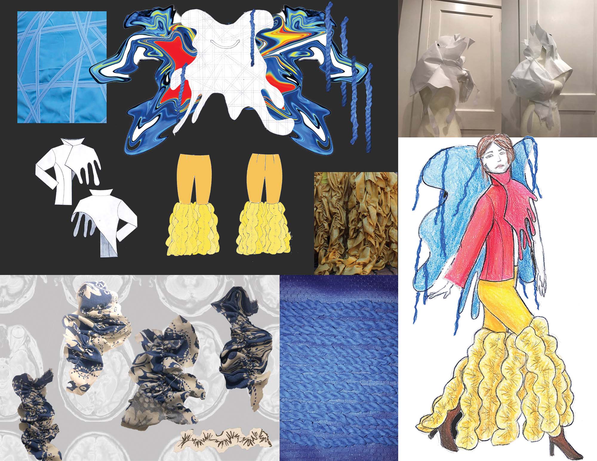 Rose Bizub-Rodriguez - "Sustainability collection", Look 1 sketches and material development